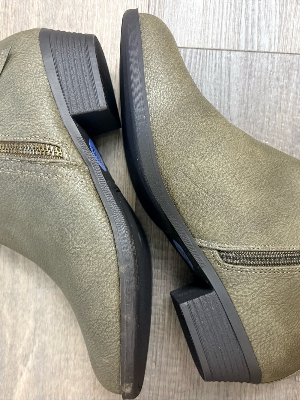 Women’s Olive Ankle Booties with Side Zip - Picture 4 of 10